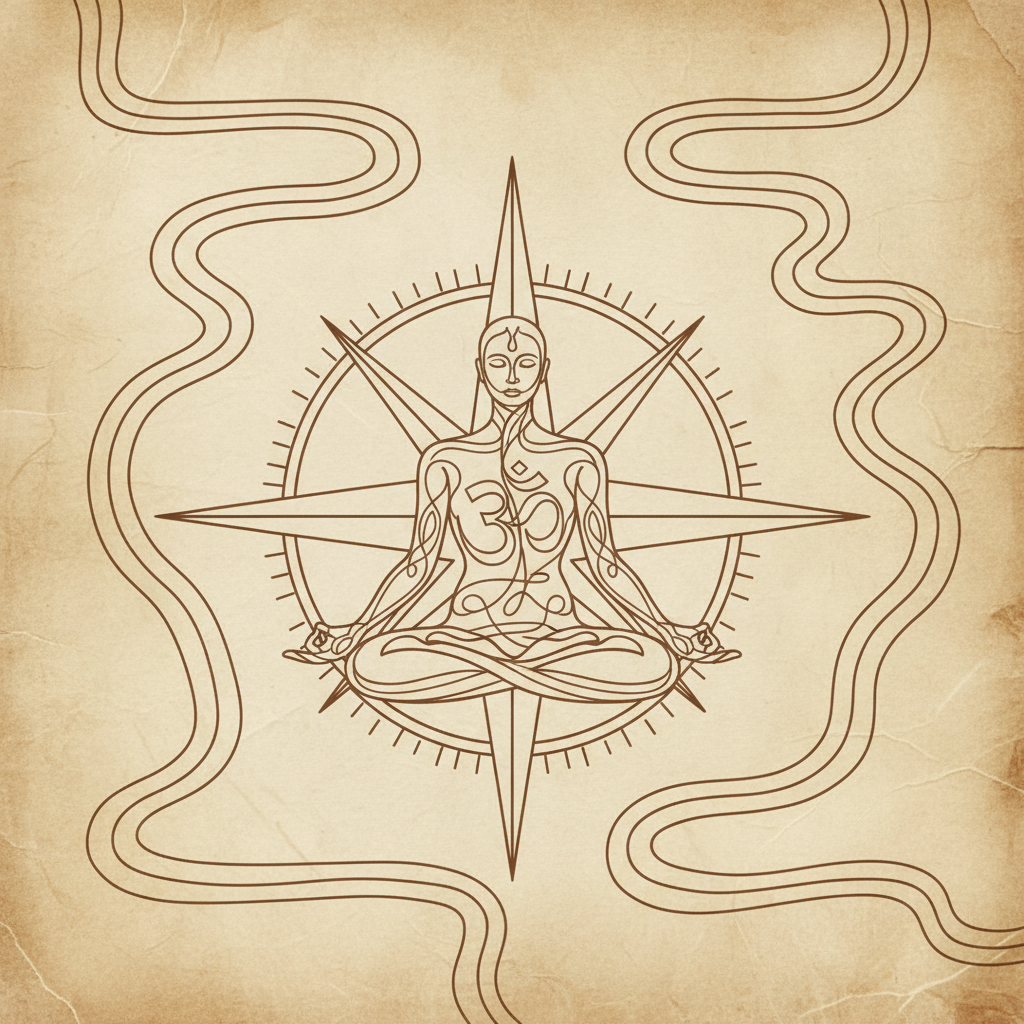 Life purpose and self-knowledge — compass on an ancient scroll