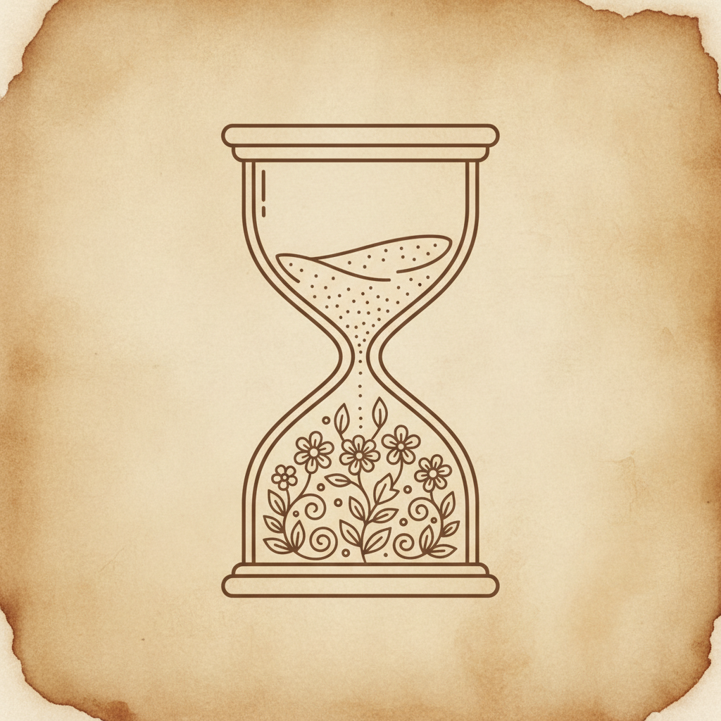 Impermanence — hourglass with natural elements