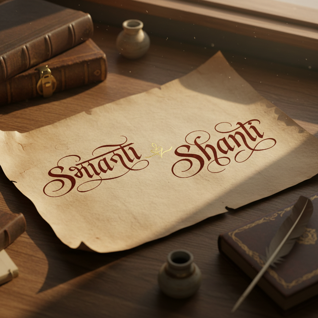 Karma and carma — calligraphy in Devanāgarī and Western script