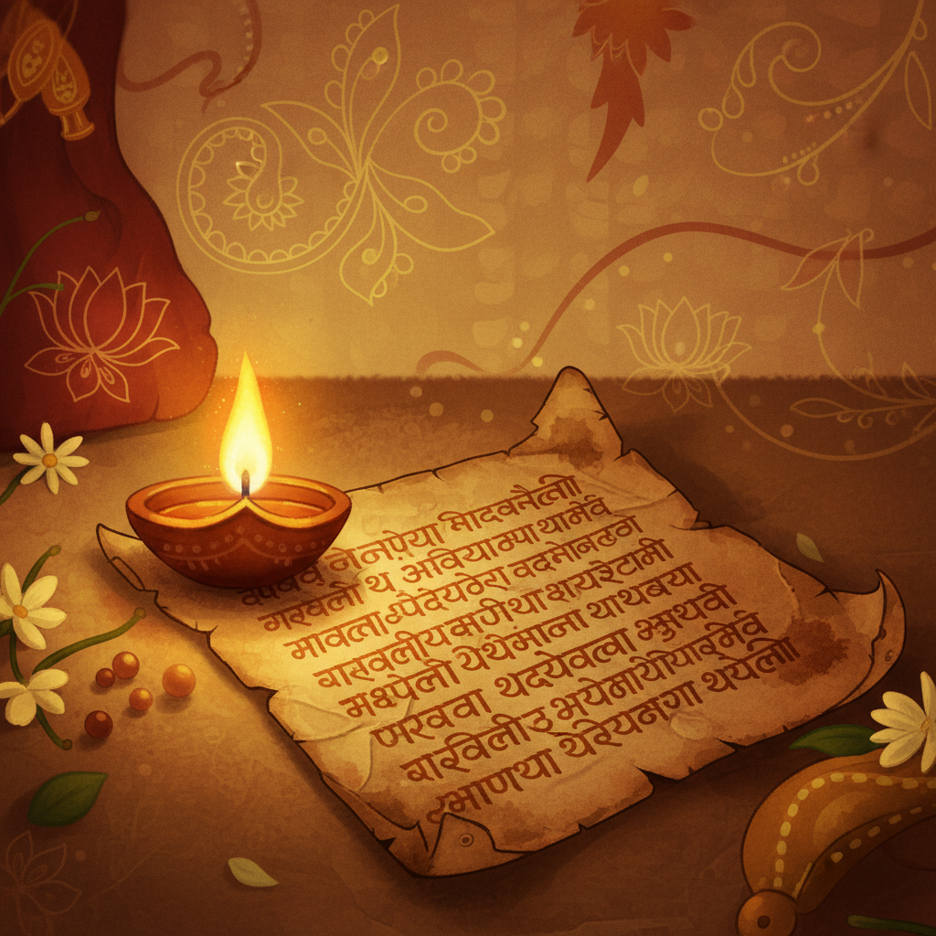 What is Sanskrit — manuscript in devanāgarī on a palm leaf